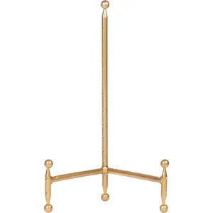 Decorative Tripod Plate Stand and Art Holder Easel in Gold Finish - 11.5" h