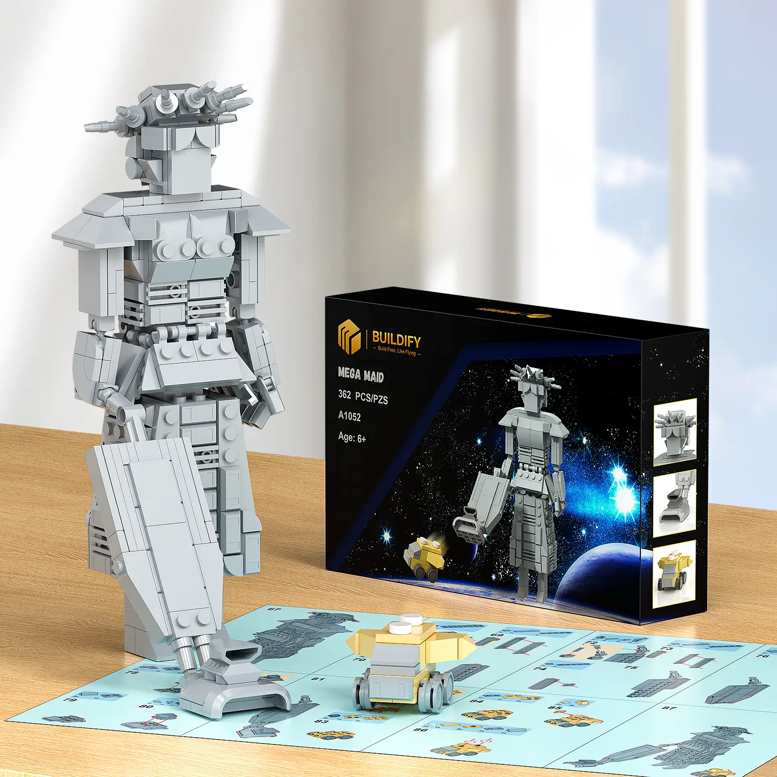 BUILDIFY Mega Maid Spaceball I Creative Building Set with Mini Eagle 5 Space Movie Car Robot Model Kit for Teens Kids 8+ High-Quality ABS Plastic 362 Parts Christmas Birthday Gift