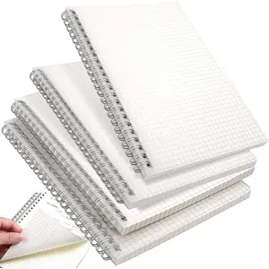 4 count Graph Notebook,A5 Graph Paper Notebook,80 Sheets Graph Spiral Notebook, Transparent Cover Graph Ruled Paper Journal Notebook for School,Office,Writing,Graphing,70 gsm