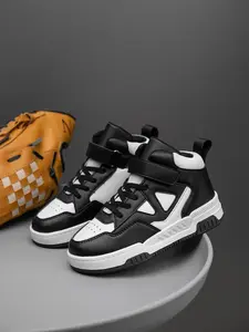 High-Top Sports Shoes, Skateboard Shoes, Trainer, Athletic, Sneaker, Footwear, Boy, Indoor Outdoor Casual Trendy Velcro Laces, Easy Wear, Lightweight Anti-Slip Eva Sole