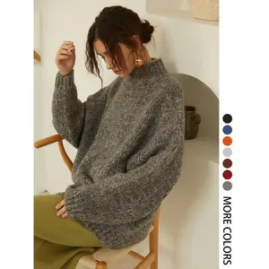 Women's Solid Drop Shoulder Knit Sweater, Casual Long Sleeve Jumper for Fall, Fashion Ladies' Knitwear for Daily Wear