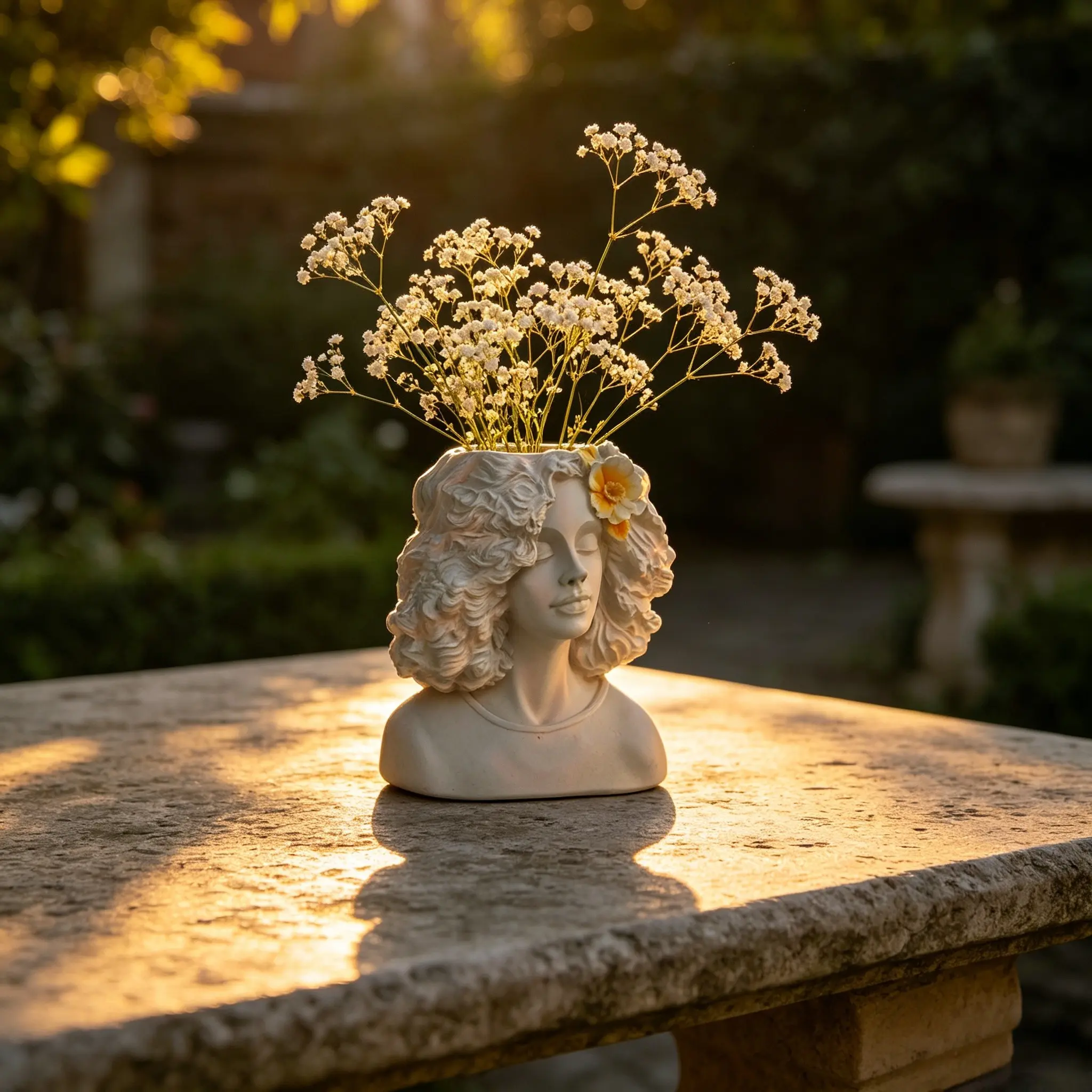 Resin Ornament Lady Portrait Planter, 8-Inch Indoor/outdoor Statue Vintage Style Aesthetic Garden Decor, Perfect Gift for Plant Lovers