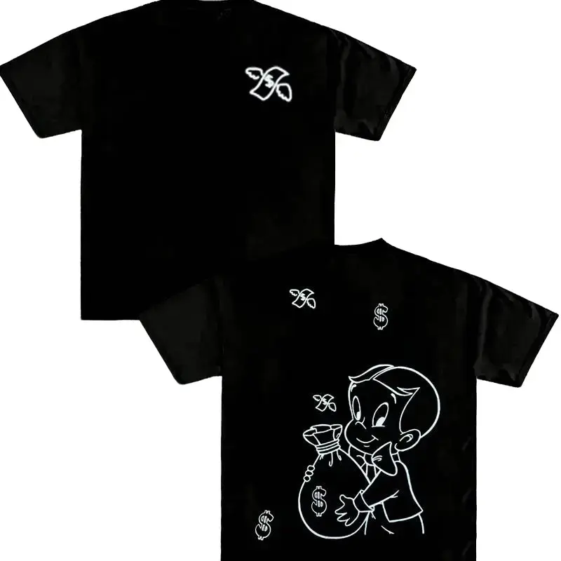 Richie Rich T-Shirt, Vintage Cartoon Money Graphic Tee, Funny Retro Streetwear Top, Viral TikTok Shirt, Fashion Cotton, Full Size, Full Colors, For Women