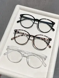 3 Pairs Unisex Round Frame Eyeglasses Casual Classic Fashion Eyewear Glasses Set, Clear Lenses, Anti-Blue Light, Ideal for Outdoor Reading, Office, Vacation Accessories