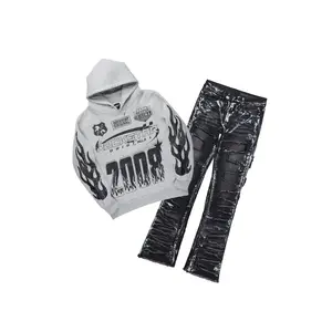 Amos Grey/Dark Grey Hoodie/Stacked Flare Jean Set