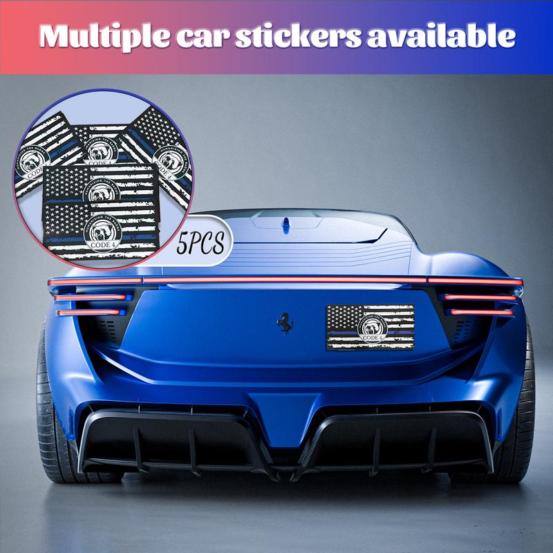 5 pieces "Thin Blue Line Decal: Code 4—A Badge Upheld by Every Heartbeat"