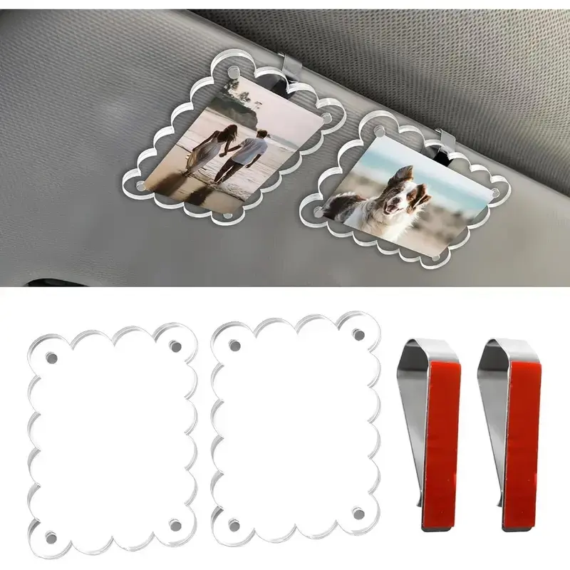 2 PCS Car Sun Visor Photo Holder - Universal Magnetic Clip Accessories, Heat Resistant Acrylic Window, Durable Plastic Design, Universal Fit, Ideal for Personalized Displays, Car Decor, Father’s Day & Anniversaries Gifts