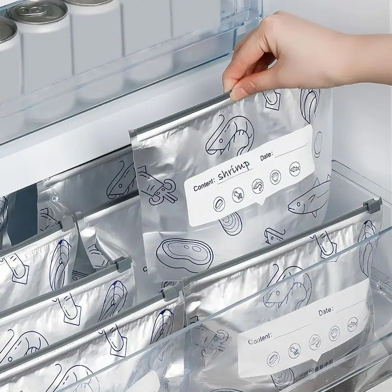 2026 New Upgrade Thick Reusable Aluminum Foil Storage Bags, 30 Pcs【Upgrade Thicken】10S+10M+10L with Airtight Zipper Zip-Lock Leak-Proof Seal, Labels, Stand-Up Design, Kitchen Freezer-Use Insulation Containers for Refrigerated Vegetables