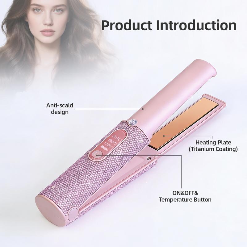 Cordless curling irons and flat iron, Portable straightener iron for Travel, Mini 5000mAh Hair Styling Tool, Heats Up in 30 Seconds to 410°F, Diamond Design, Hair Styling Tool for Women and Teen Girls, Trendy Stuff, Perfect Valentine’s Day Gift for Girls
