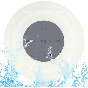 Shower Speaker Portable  Water-Resistant Speaker Suction Cup,Built-in Mic Gifts for  Speakerphone Bathroom Kitchen - White
