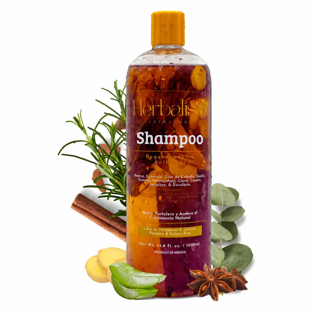 1000ml Herbalista Viral Natural Herbal Shampoo (Disc Top) - Haircare, Herbal Cleanse with Aloe, Rosemary, Cinnamon, Anise, Clove, Ginger, Eucalyptus - 100% Natural Handcrafted for Strength, Regeneration, Growth Acceleration, Natural Shampoo