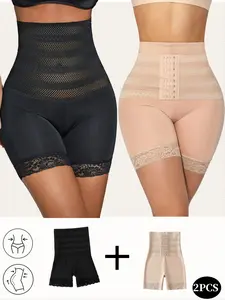 Women's High-Waisted Shapewear Set – Adjustable Waistband & Butt-Lifting Design with Lace Tummy Control
