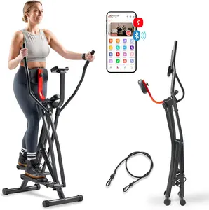 Foldable Air Walk Elliptical, 30" inch Long Stride Full-Body Cardio Cross Trainer Glide Exercise for Home Office, SunnyFit App via Bluetooth with Optional Adjustable Resistance