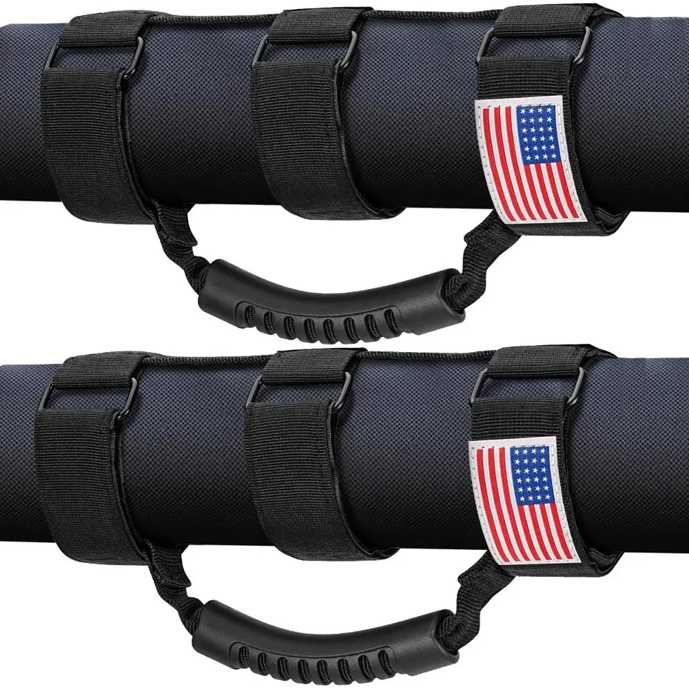 2 Pcs Roll Cage Handle, Strap Design, Fits 1955-2023 Jeep Wrangler JL, JK, TJ, YJ and Jeep Gladiator Accessories, Suitable for Off-Road Adventures like Jeep Wrangler