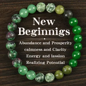 New Beginning Handcrafted Bracelet with Green Aventurine & Epidote Granite - Crystal Jewelry for Prosperity, Peace & Hope Crystal bracelet