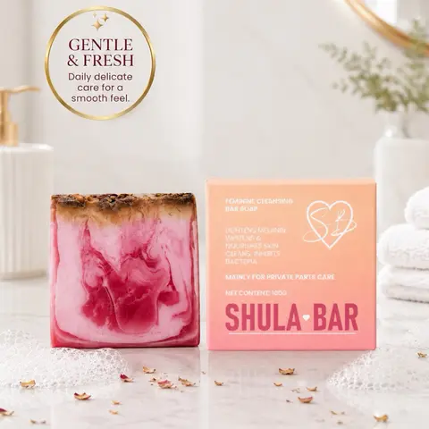 Shula Bar Natural Feminine Care Soap for pH Balance, Odor Control & Hydration | Organic Herbal Ingredients | Gentle Yet Effective for Daily Intimate Hygiene | Handmade & Vega