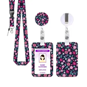 Cute Flower ID Badge Holder Set, Adjustable with Clip, Detachable Rose Lanyard, Women Teachers Nurses Doctors Office Gift, Id Card Holder, Removable Cardholder