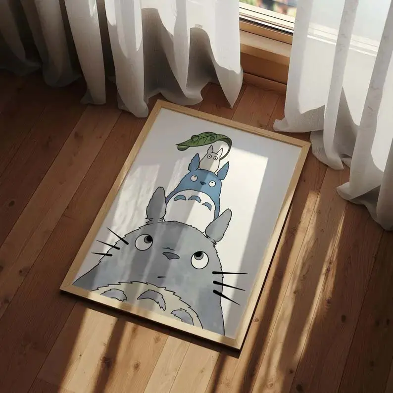 Totoro Art Print, Studio Ghibli Inspired, Anime Wall Art, My Neighbor Totoro Home Decor - POSTER NO FRAME