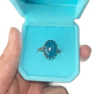 Adjustable Aquamarine S925 Rings for Women