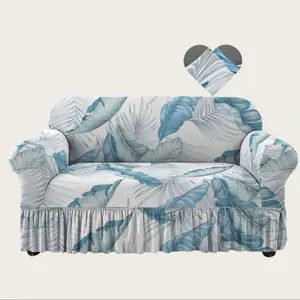 Modern Floral Print Elastic Sofa Cover, Pet-Friendly Polyester Fabric, Fits Single Twin Queen Size Sofas, Stretch Sofa Cover