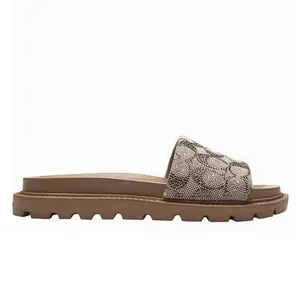 Brynn Signature Crystal Jacquard Slide Sandal for Women, Summer Crystal embellished sandals,Original Rubber Outsole Fasion Women's Slippers(NO BOX)