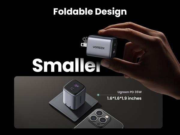 UGREEN Nexode 35W 1 USB-C & 1 USB-A Ports GaN Charger Bundle With 3.3 FT 100W Type-C Charging Cable/MFi Lightning Cable, Fast Charging for Samsung, iPhone 15 Pro/14/13 Series