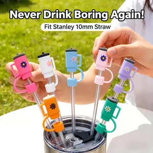 【Limited Time Clearance】Cartoon Soft Silicone Cup Dust Plug & Straw Cap 7 Pcs - Multi-Color