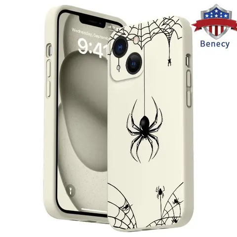 Men's Straight Edge Spider Web Silicone Smartphone Case - Shockproof, Anti-Drop, Non-Slip, Raised Lips, Heavy Duty Protection, Long-Lasting Rugged Cover with Protector for iPhone 14,15,15 Plus,16 Pro Max,13,12,11,XR,XS Plus Cellphone Accessories