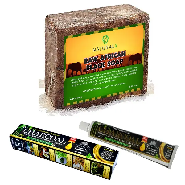 Black soap and black charcoal toothpaste bundle organic products Black soap and black charcoal toothpaste bundle organic products