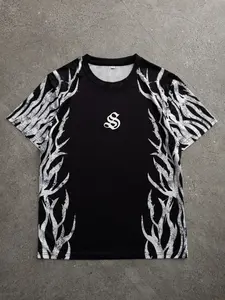 Summer Digital Print T-Shirt for Men, Loose Fit Short Sleeve, Casual Style, Long Length, Ideal for Commute, Leisure, Dates