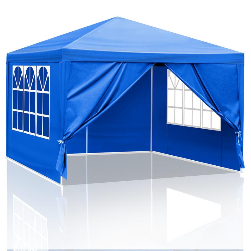 10'x10' Gazebo Waterproof Outdoor Canopy Patio Tent Party Tent for Wedding BBQ Cater Blue Easy Assembly Spacious Versatile High Quality