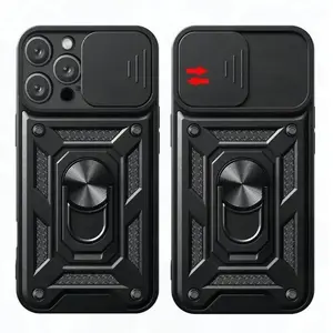 Military Grade Slide Camera Lens Protection Armor Case With Metal Ring Bumpers Cover for iPhone 17Air 17 16 15 14 13 12 Plus Pro Max