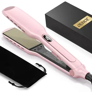 Wet to Straight Hair Straightener,Titanium 1.75 Inch Wide Vent Sesh Flat Iron for Damp or Dry Hair,20% Faster Styling Straightener with Dual Voltage Leave Silky Smooth Look
