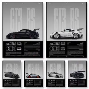 1 Pc Minimalist Famous German Luxury Sports Car GT3-RS Supercar Poster Canvas Painting Wall Art for Home Interior Artistic Decor (7 Styles)