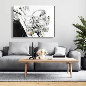 Begin Home Decor C1FC36482V1U6W 36 x 48 in. Motorcycle Light Canvas - Black Framed Home Decor Art