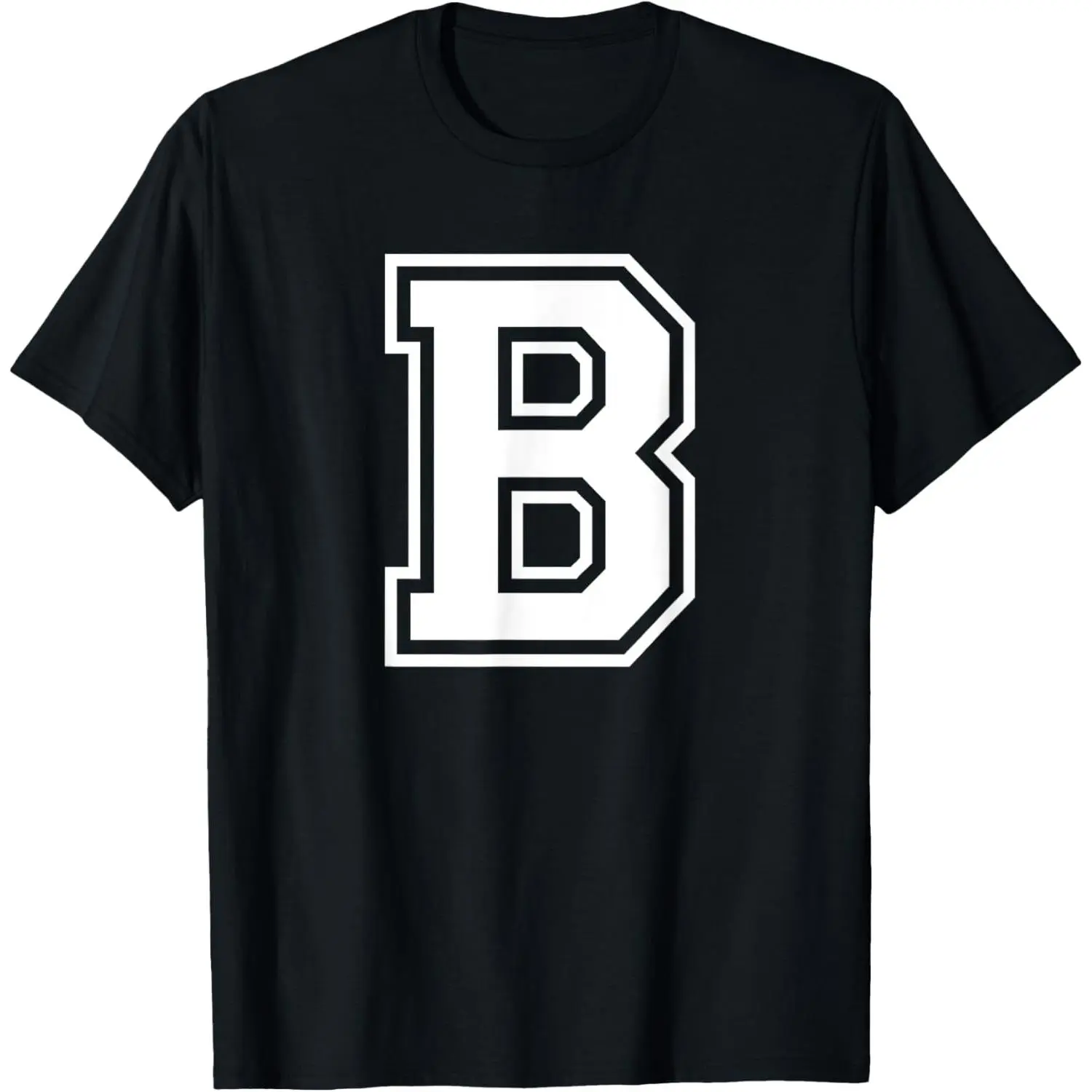 Letter B Name Initial Varsity Alphabet Monogram T-Shirt Cotton Fabric