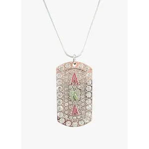 Alpha Kappa Alpha Bling Rhinestone Dog Tag Necklace