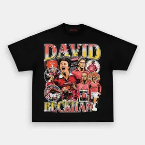 David Beckham Man Utd Retro Vibrant Design Tee