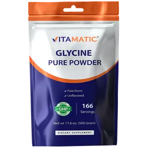 Vitamatic Glycine Powder – 3,000 mg Per Serving, Free-Form Amino Acid Supplement, Unflavored, 17.6 oz (500 g), Non-GMO, Gluten Free.