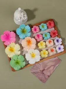 9pcs set of random gradient candy color shell flower hair clip, translucent shark clip, fashion casual style, sweet hair accessories for ladies holiday beach, Hair Claws