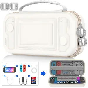 ESYWEN Switch 2 Case for Switch Game Compatible with Nintendo Switch 2 and Switch/OLED Console, Switch Carrying Case Hard Shell Protective for Nintendo Switch 2 Accessories-White