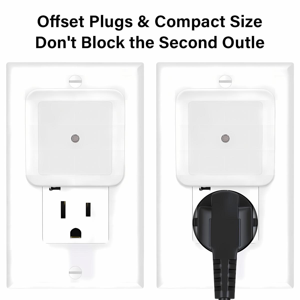 LED Plug-in Night Lights 6-Pack, Dusk to Dawn Sensor Night Light, Warm White Lamp for Bedroom, Bathroom, Hallway, Stairs and Home Daily Use