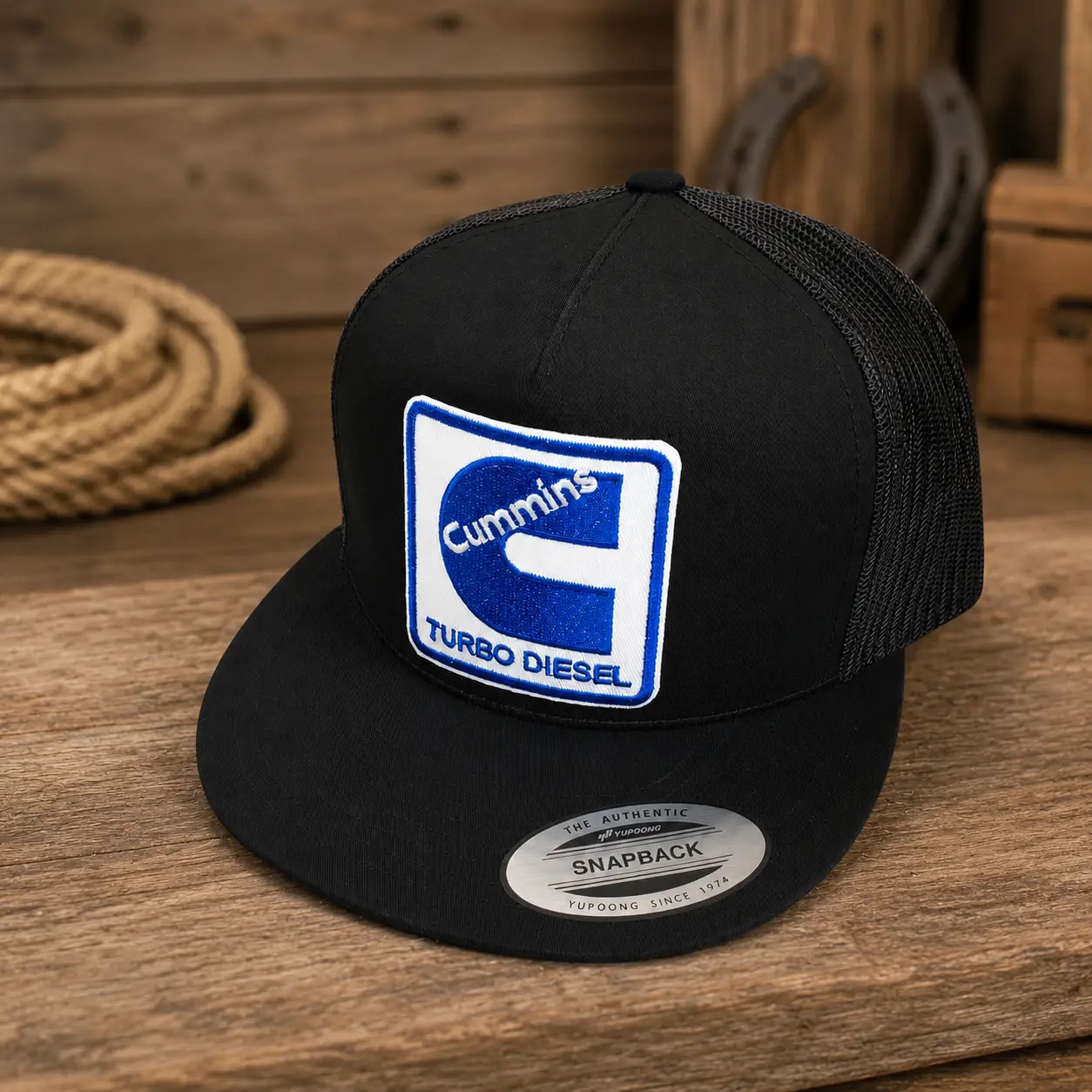 Cummins Turbo Diesel Mesh Trucker Hat, Black Snapback Cap, Mechanic Work Hat, Diesel Truck Driver Gift