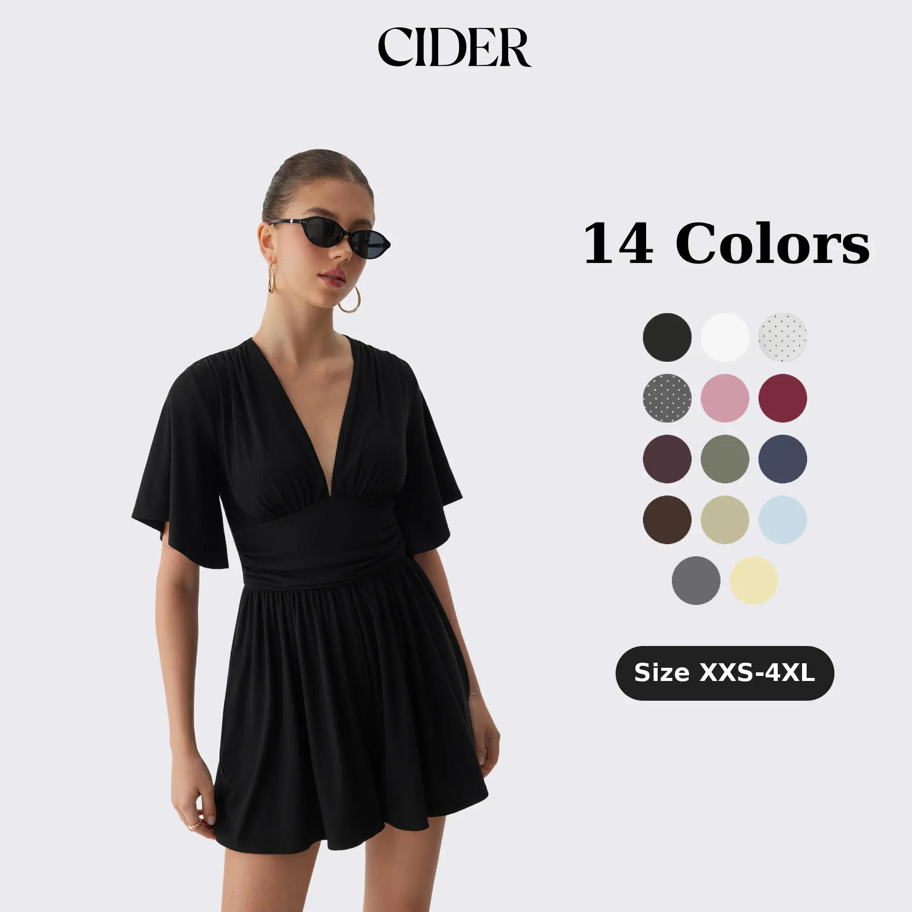 Cider Textured V-neck Ruched Mid Rise Bell Sleeve Romper