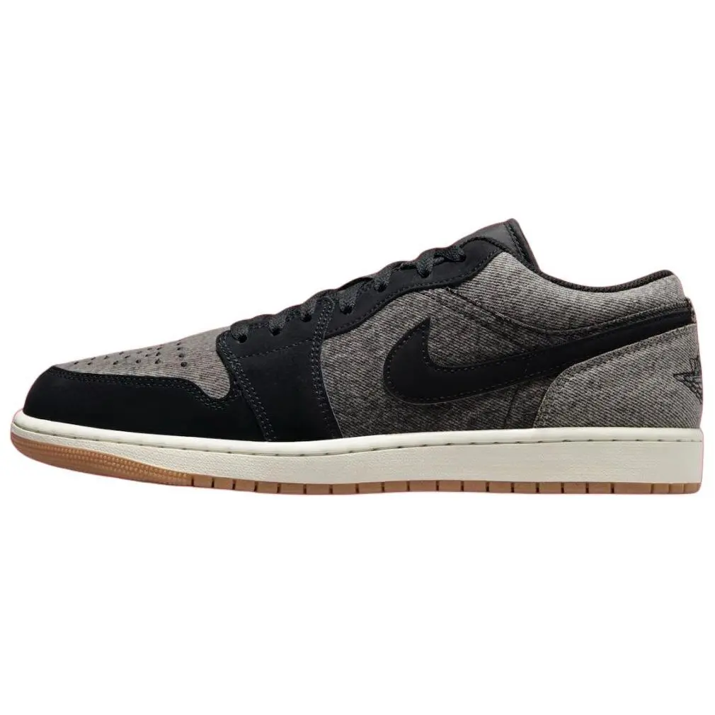 Jordan 1 Low Se Black Denim Retro Durable Non-slip Basketball Shoes Men's HJ4360-001