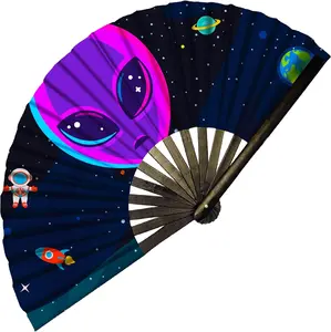 Rave Fan - Large Folding Fan - Clack Fan Hand Fan for Raves, Halloween, Burlesque, Rainbow Outfits for Women & Festival Accessories