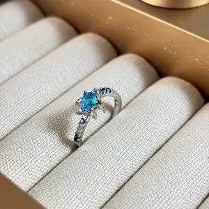 Sea Turtle Ring – Dainty Aquamarine Birthstone Ring – March Birthstone Jewelry – 925 Sterling Silver Ocean Ring – Tortoise Animal Ring Gift