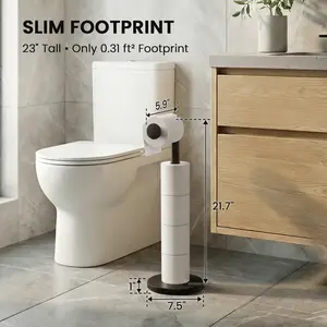 Summervibes Cesun Toilet Paper Holder Stand Free Standing, Black Toilet Paper Storage with Heavy Weighted Base, Bathroom Stainless Steel Toilet Paper Roll Holder, Non-Slip, No Fragrance Added, Dye-Free, Non-Toxic,Matte Black outdoorfun