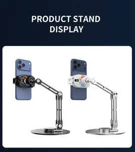 Metal aluminum alloy 360-degree rotating, lifting and folding three-axis mobile phone desktop stand with heat sink