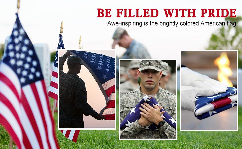 3x5 FT Heavy Duty American Flag for Outside Deluxe Spun Polyster US Flags, Waterproof UV Resistant USA Flag, Embroidered Stars National Flag,Tear-Proof America Flag High Wind,United States Flag 4-Row Stitching and Reinforced Seams,Stars and Stripes